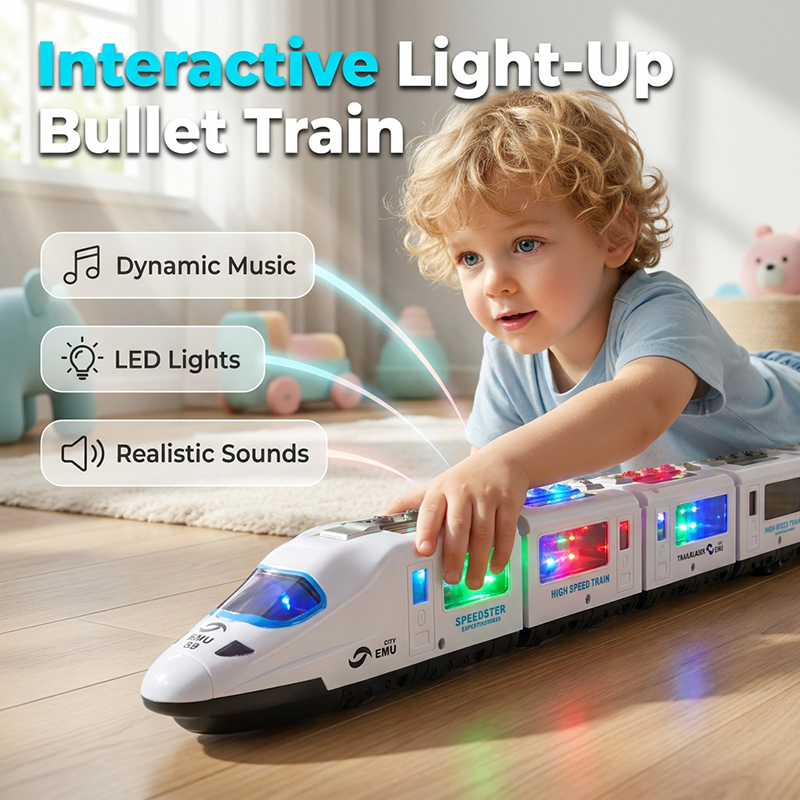 🚂 50% OFF NOW! ✨ Electric Bullet Train Toy – Light-Up, Bump &amp; Go, with Music – Interactive design, perfect for toddlers – develops motor skills and imagination 🎶