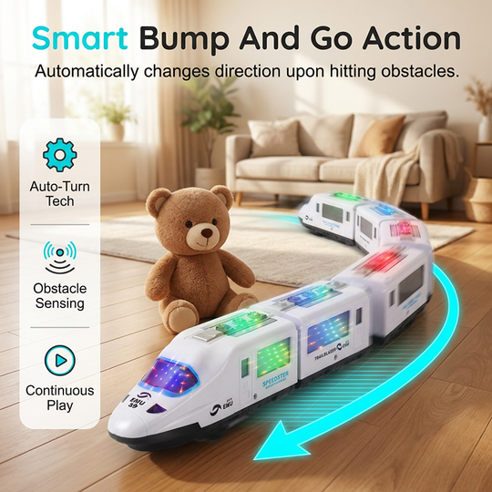 🚂 50% OFF NOW! ✨ Electric Bullet Train Toy – Light-Up, Bump &amp; Go, with Music – Interactive design, perfect for toddlers – develops motor skills and imagination 🎶