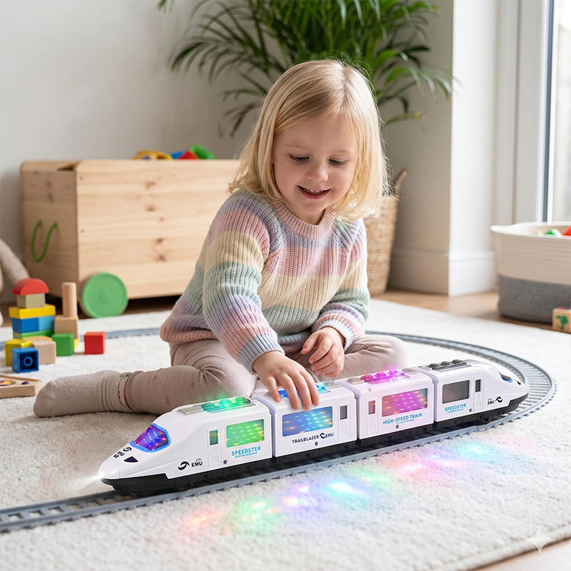 🚂 50% OFF NOW! ✨ Electric Bullet Train Toy – Light-Up, Bump &amp; Go, with Music – Interactive design, perfect for toddlers – develops motor skills and imagination 🎶