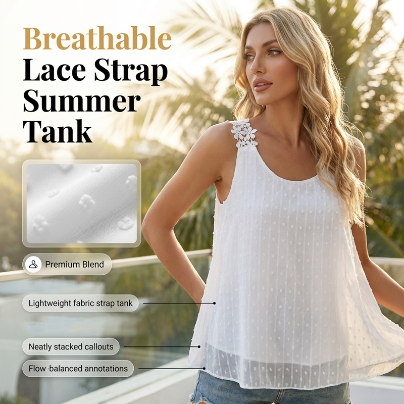 👚 LIMITED-TIME 50% OFF! ✨ Dot Lace Strap Tank Top – Swiss Dot Chiffon, Flowy Fit, Sheer Elegance 🌸