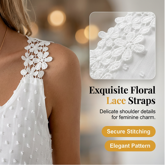 👚 LIMITED-TIME 50% OFF! ✨ Dot Lace Strap Tank Top – Swiss Dot Chiffon, Flowy Fit, Sheer Elegance 🌸