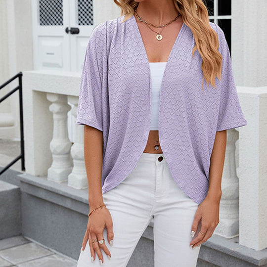 Soft casual half sleeve cardigan for women