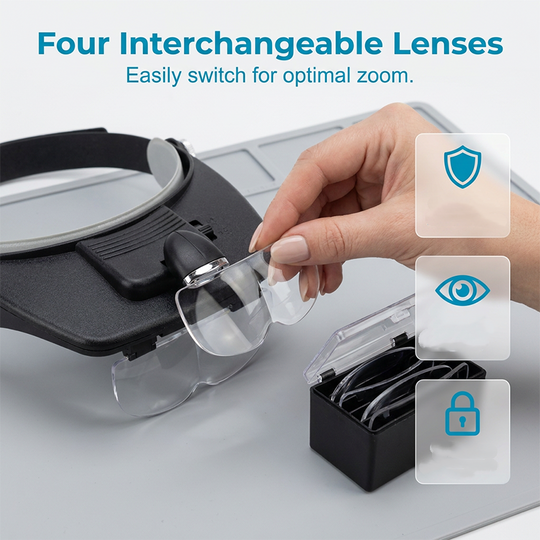 📢📢50% OFF !! ⏰LED Headband Magnifier with 4 Lenses