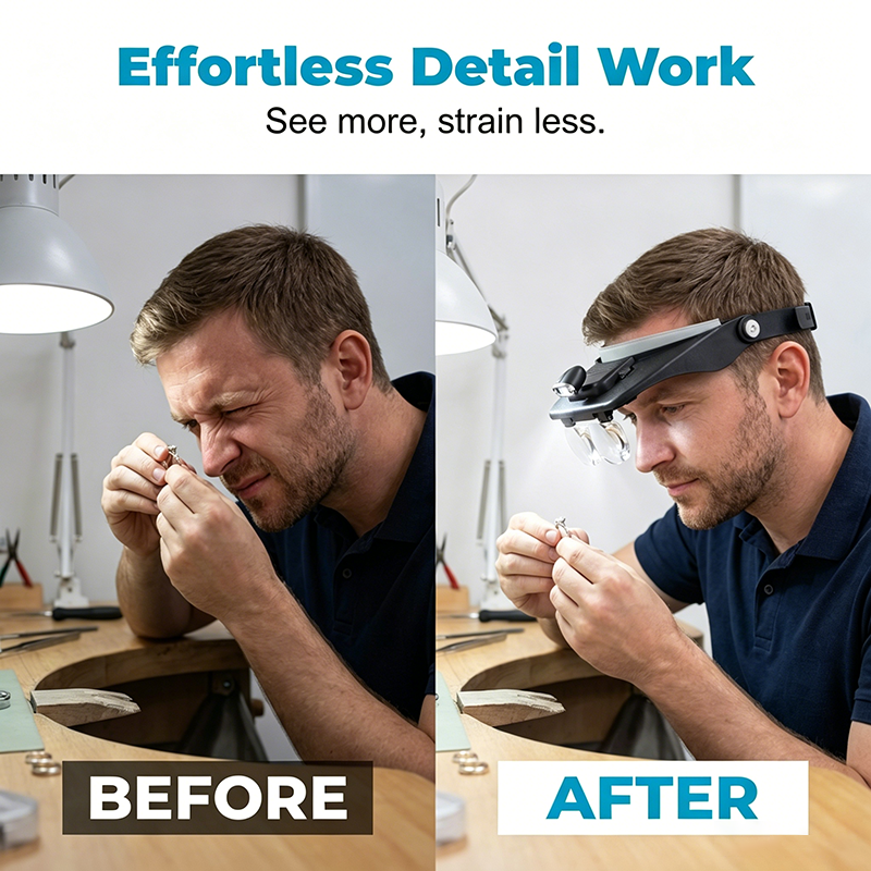 📢📢50% OFF !! ⏰LED Headband Magnifier with 4 Lenses
