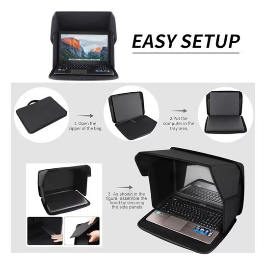 2-in-1 Laptop Case with Anti-Glare Sunshade
