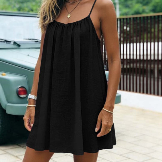 💃 Slim Fit Backless Spaghetti Strap Mini Dress — Sheath Silhouette, Medium Stretch, Ideal for Night Out