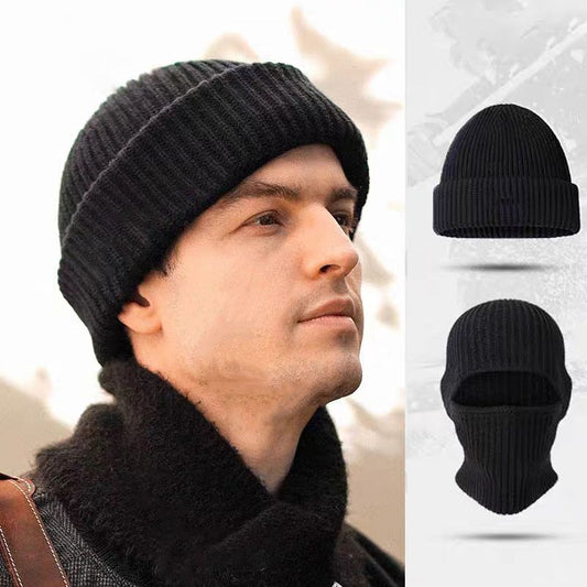 Ideales Geschenk - Klassische Strickmütze mit doppeltem Verwendungszweck für Männer