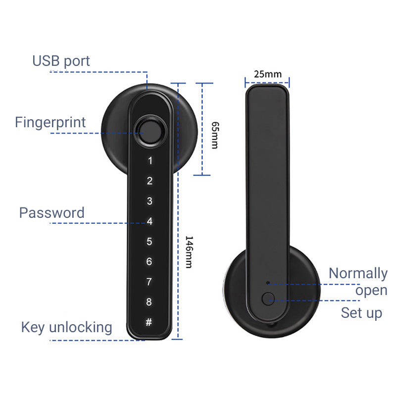 Fingerabdruck Smart Türschloss Griff mit Bluetooth APP Steuerung